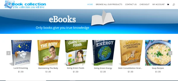 eBook Collection Store WordPress Website