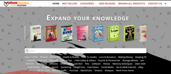 eBook Paradise Store WordPress website