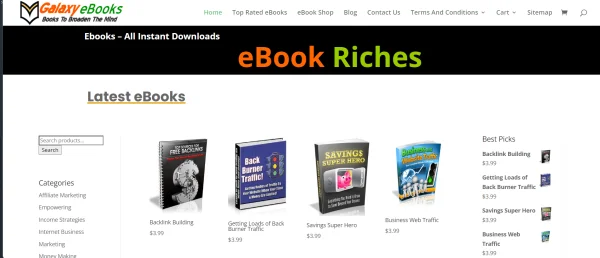 Riches eBooks store WordPress Website